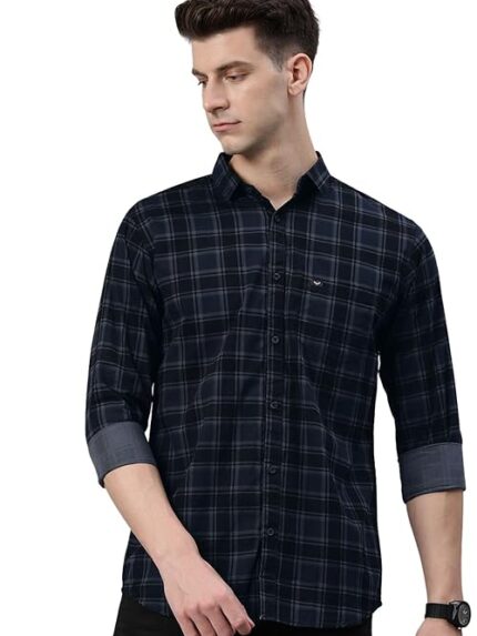 Majestic Man Men Small Checkered Slim Fit Cotton Casual Shirt